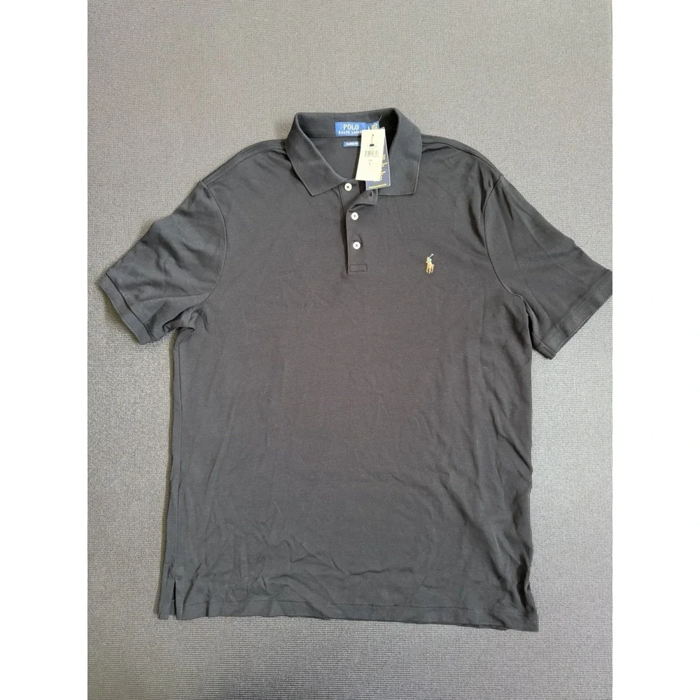 NWT Polo Ralph Lauren Mens Custom Fit Short Sleeve Polo Black Large
